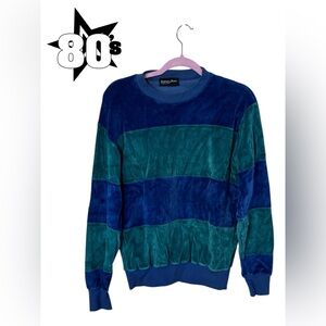 Vintage 80’s Abraham‎ & Straus Velour Striped Long Sleeve